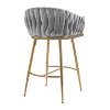 Sapphtopaz 26" Set of 2 Bar Stools Velvet Counter Height Bar Stools with Hand-Wave Back Chromed Base Barstools for Kitchen Island, Dining Room - 3 of 4