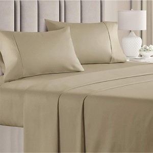 100% Cotton 400 Thread Count 4 Piece Sheet Set - Soft & Cozy Sateen Bed Sheets - CGK Linens - 1 of 4