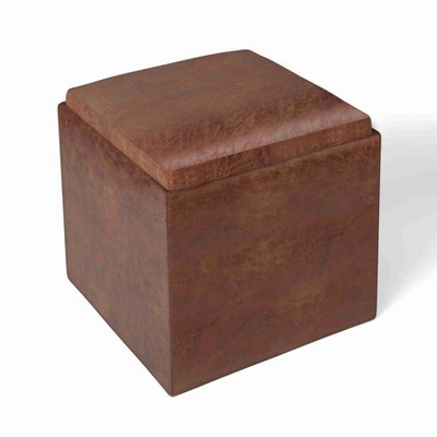 CAVINAS Linen Storage Ottoman Bench,Upholstered Ottoman with Flip Over Serving Tray for Living Room,Bedroom