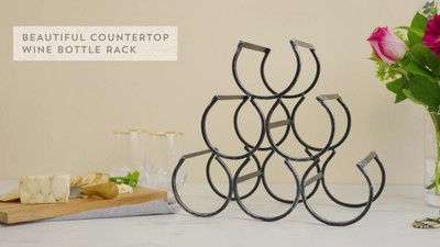 Black Cast Iron Vintage Style Wine Rack, Holds 6 Bottles