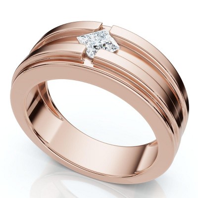 Pompeii3 1/2Ct Princess Cut Heavy Solitaire Diamond Ring Men's 14k Gold or Pt Lab Created