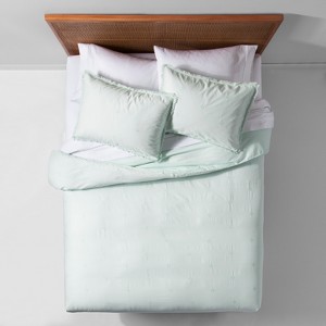Mint Garment Washed Embroidered Duvet Cover Set (King) - Opalhouse , Green