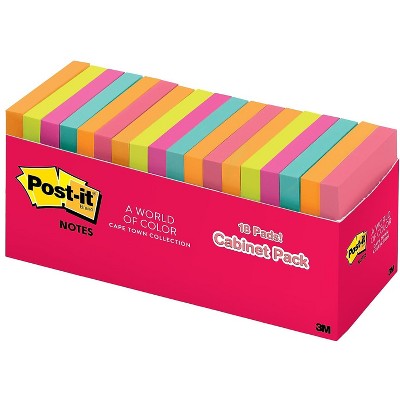 Post-it Notes 3" x 3" Cape Town Collection 100 Sheets/Pad 1611322