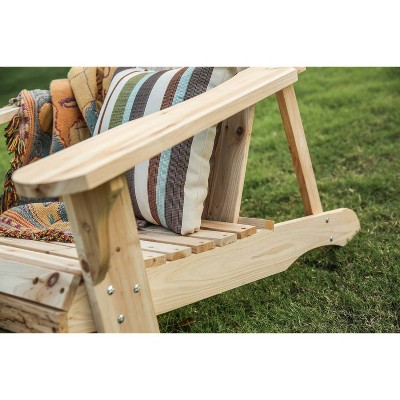 Natural Fir Wood Adirondack Chair with Arms for Outdoor Use