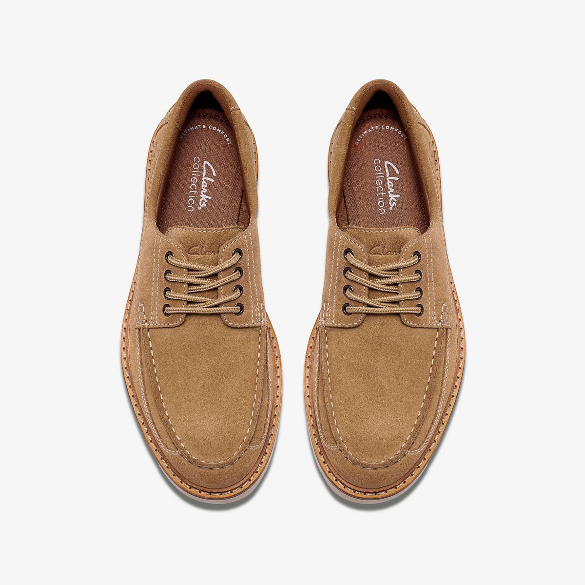 Clarks Mens Weltridge Moc Sand Suede Shoes - thumbnail 6