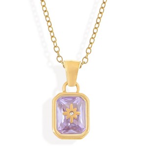 Anna-Kaci Gold Tone Pendant Necklace with Rectangular Crystal and Starburst Accent - 1 of 4
