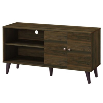 Syemin TV Stands and Consoles Fashion TV Stand for TVs up to 47.3" with 2 Storage Shelves 1 Cabinet for TV in Living Room, Brown, 47.3"*15.2"*25.6"