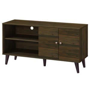 Syemin TV Stands and Consoles Fashion TV Stand for TVs up to 47.3" with 2 Storage Shelves 1 Cabinet for TV in Living Room, Brown, 47.3"*15.2"*25.6" - 1 of 4