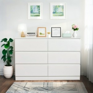 6 Dresser Drawer with Deep Drawers and Spacious Top, Storage Organizer for Bedroom, Living Room, Entryway-The Pop Home - 1 of 4
