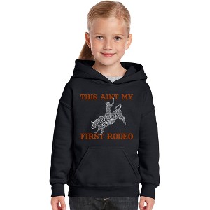LA Pop Art Girl's Word Art Hooded Sweatshirt - This Aint My First Rodeo - 1 of 4