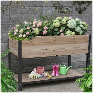 Maggift Planters New Style Iron-Wood Combined Growing Beds with Feet and Storage Racks Suitable for Various Places, White, 44.9"*23.3"*29.3" - 1 of 4