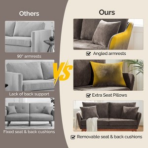 Karl Home |Linen Blend Mid-Century Modern Small Spaces Loveseat Two-Seater Sofa With Solid Wood Base - 1 of 4