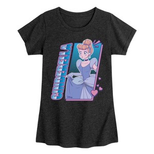 Girls' - Disney Princess - Cinderella Kawaii Anime with Hearts Fitted Short Sleeve Graphic T-Shirt - 1 of 4