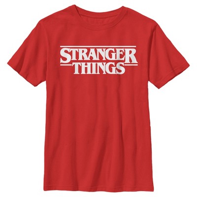 Boy's Stranger Things White Logo T-shirt - Red - Large : Target