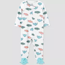 Carter's Just One You® Baby Boys' Shark Footed Pajama - White/Teal Blue