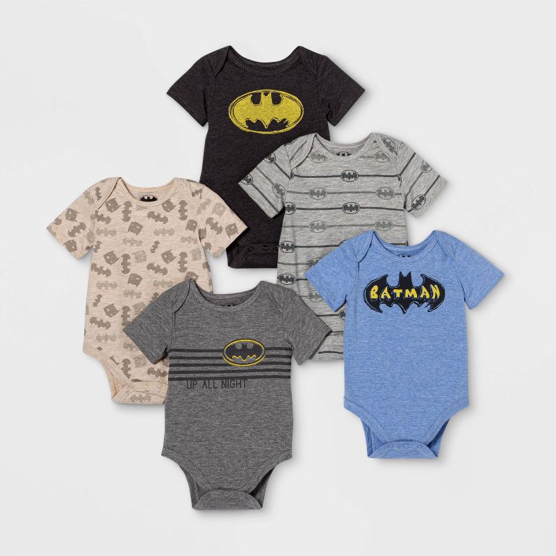 Baby Boys' 5pk Batman Bodysuits, 1 of 3