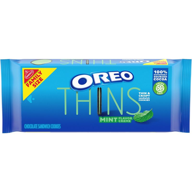 OREO Thins Mint Flavor Creme Chocolate Sandwich Cookies - 13.1oz, 1 of 13