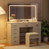 Vanity Desk with Large Mirror and Lights, Makeup Vanity with Charging Station,Vanity Table Set with 7 Drawers - 3 of 4