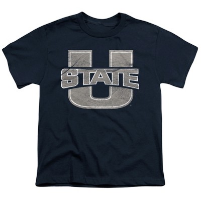 Utah State University Distressed Primary Kids T-Shirt For Youth Navy