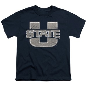 Utah State University Distressed Primary Kids T-Shirt For Youth Navy - 1 of 4
