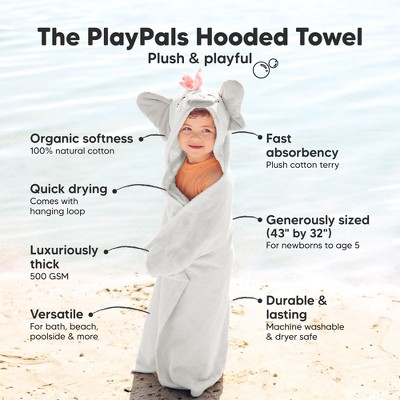 Ella Gray Organic Cotton Hooded Baby Towel Set