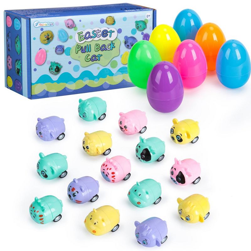 32 Pcs Easter Egg Filled with Pull Back Cars and Mini Animals for Easter Basket Stuffers, Party Favors, Classroom Prizes, 5 of 8