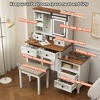 46.5'' Makeup Vanity Desk with LED Lighted Mirror and Charging Station, Dressing Vanity Table with Side Cabinet and Cushioned Stool for Women - 4 of 4