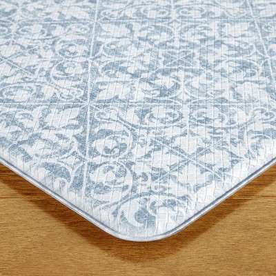 Blue PVC Medallion Anti-Fatigue Comfort Mat with Memory Foam