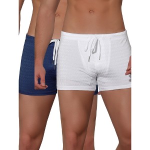 Lars Amadeus Men's Solid Color Drawstring Waist Summer Beach Swimming Trunks 2 Pack - 1 of 4