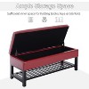 44" Tufted Faux Leather Ottoman Storage Bench With Shoe Rack- Crimson - 4 of 4