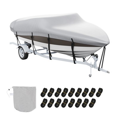 VEVOR Boat Cover, 23'-24' Trailerable Waterproof Boat Cover, 600D Marine Grade PU Oxford, with Motor Cover and Buckle Straps, Grey
