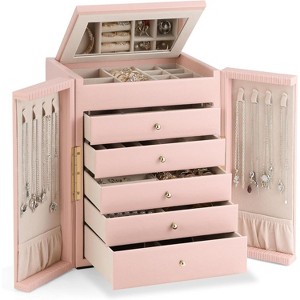 6-Tier Jewelry Organizer Box with Mirror for Multiple Accessory Types - 1 of 4