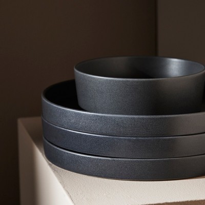 Charcoal Ceramic 12-Piece Dinnerware Set, Service for 4