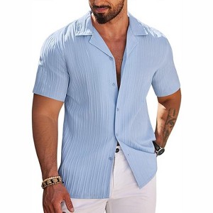 COOFANDY Men's Casual Short Sleeve Button Down Fashion Textured Summer Beach Shirt - 1 of 4