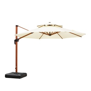 PURPLE LEAF Outdoor Umbrella with Base Patio Round Large Cantilever Umbrella Windproof Offset Heavy Duty Sun Umbrella for Garden Deck Pool - 1 of 4