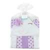 Hudson Baby Infant Girl Hooded Towel and Five Washcloths, Purple Dots Pretty Elephant, One Size - 2 of 2