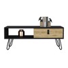 Alilang 14.17 Inch Modern Industrial Coffee Table with Open Storage Shelves and Sliding Drawer - Black Multi - 4 of 4