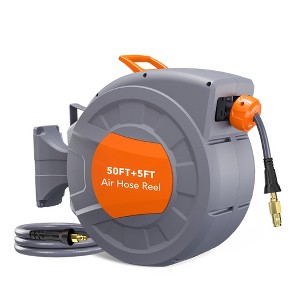 Garvee Retractable Air Hose Reel 65 FT x 3/8 IN with 5 FT Lead in Max 300 PSI, Air Compressor Hose Reel with Quick Coupler for Garage Workshop - 1 of 4