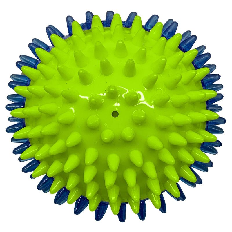 NERF 2.7&#34; Translucent TPR 3-Part Spike LED and Squeak Ball Dog Toy - Green/Blue, 4 of 6