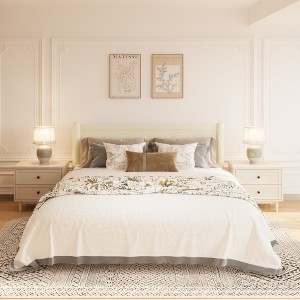 GDFStudio Pansy Solid Wood Platform Bed Frame with Headboard - 1 of 4