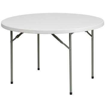 Emma and Oliver 4-Foot Round Granite White Plastic Folding Table - Banquet / Event Folding Table