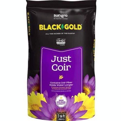 SunGro Black Gold All Purpose Natural and Organic Just Coir Gardening Plant Amendment Additive Soil, 2 Cubic Foot Bag