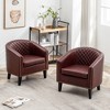 KINWELL Set of 2 PU Faux Leather Club Armchair with Nailheads - 3 of 4