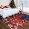 Snowflake Christmas Area Rug, Non Slip Foldable Low Pile Decorative Stain Resistant Carpet for Living Room Bedroom, Red/Blue - 3 of 4