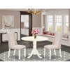 HomeStock 3-Pc Linen white Solid Wood Top - Round Upholstered Dining Room Set - Seats 4 - 2 of 4