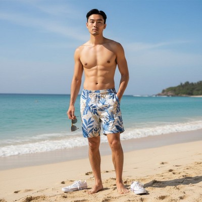 UZZI Amphibious Gear Men's Floral Fish Swim Trunks | White Medium — фото 2