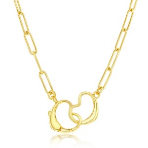 Bella Silver Sterling Silver Paperclip, Heart Clasp Necklace - Gold Plated - Gold - 17 Inch - 1 of 2