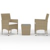 vidaXL 3 Piece Bistro Set Poly Rattan and Tempered Glass Beige - 2 of 4