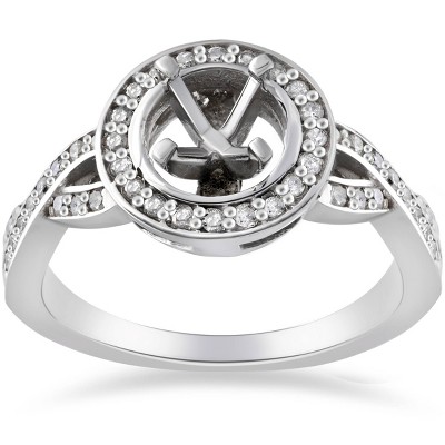 Pompeii3 1/4ct Diamond Engagement Halo Ring Semi Mount 14k White Gold ...