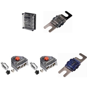 Kicker Warhorse (2) Battery Terminals & HPFD4 Fused Way Distribution Block w/ AFS 60 /200 Amp Fuse Bundle - 1 of 4